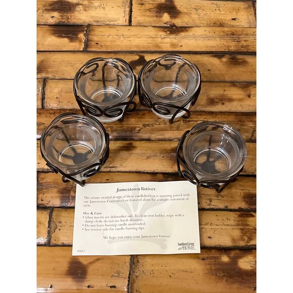 Lot of Southern Living at Home 2 Bella Luna Glasses 4 Jamestown Votive Holders + - Picture 6 of 9